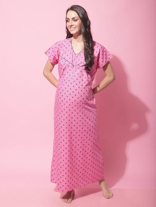 pink printed maternity wear - 19522133 - Very Small Image - 1