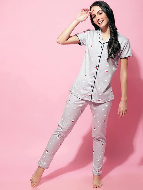short sleeved printed pyjama set nightwear set - 19522151 - Very Small Image - 1