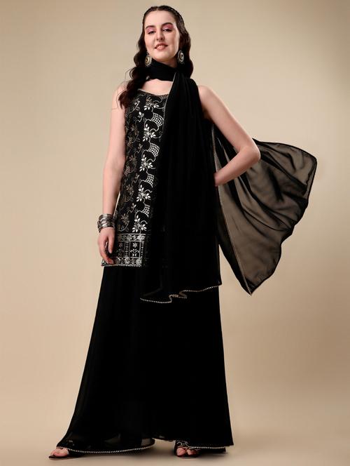 self design kurta palazzo set - 19522386 - Very Small Image - 1