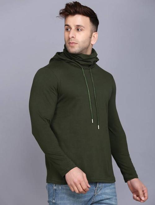 hood neck solid hooded t-shirt - 19522681 - Very Small Image - 1