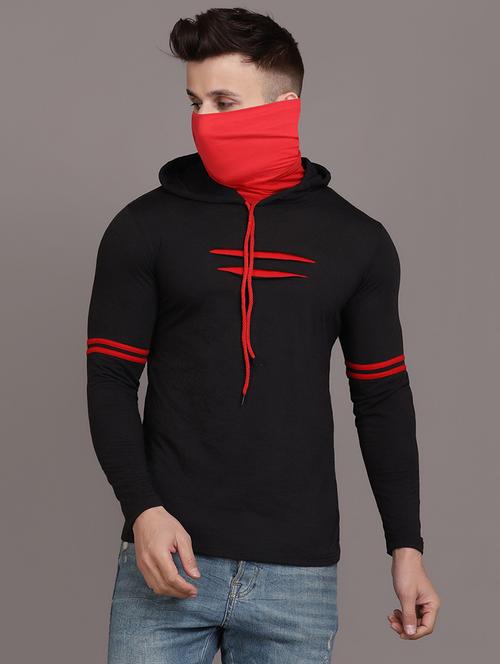hood neck solid hooded t-shirt - 19522692 - Very Small Image - 1