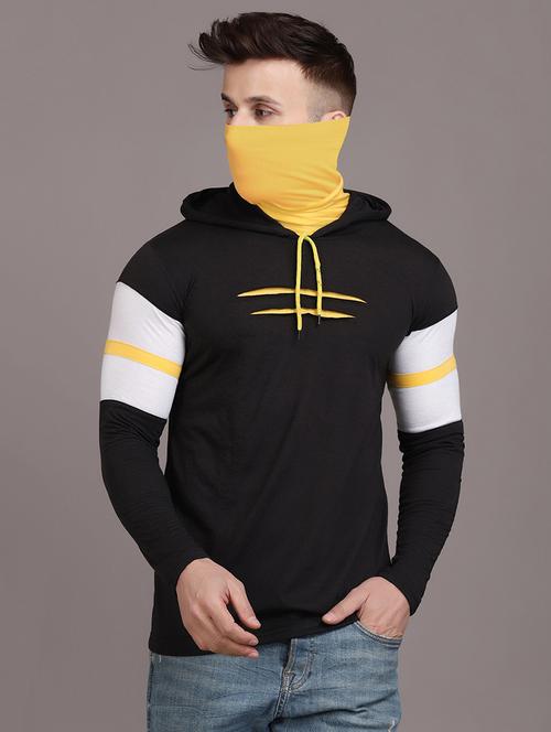 hood neck solid hooded t-shirt - 19522695 - Very Small Image - 1
