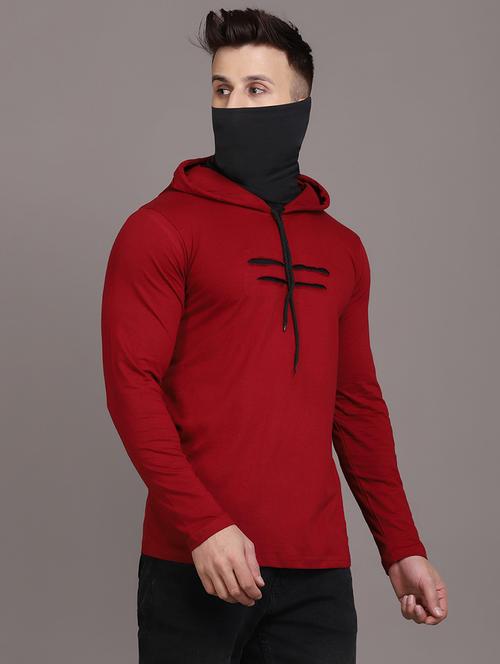 hood neck solid hooded t-shirt - 19522768 - Very Small Image - 1