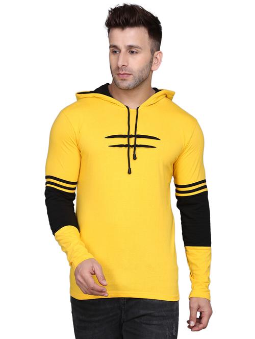 hood neck color block hooded t-shirt - 19522775 - Very Small Image - 1