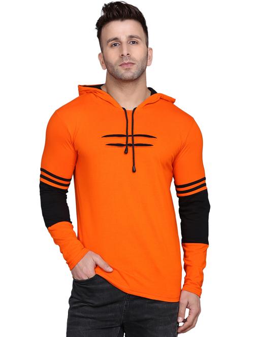 hood neck color block hooded t-shirt - 19522776 - Very Small Image - 1