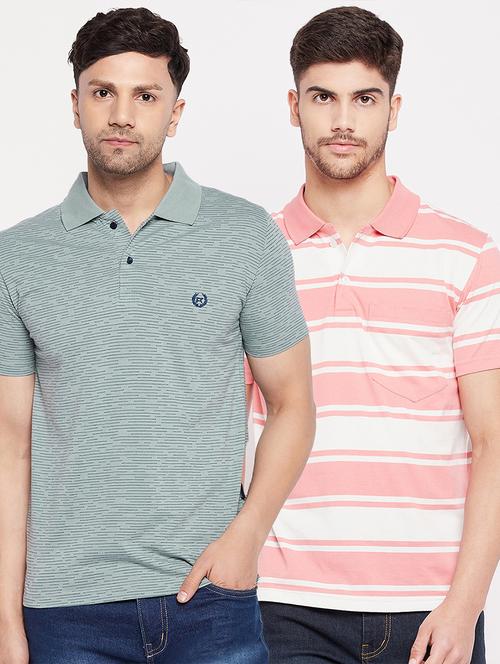 men multi coloured polo neck t-shirt set - 19522782 - Very Small Image - 1