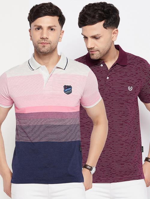 men multi coloured polo neck t-shirt set - 19522801 - Very Small Image - 1