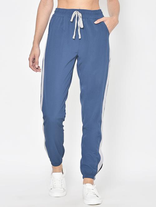 blue mid rise track pant - 19524398 - Very Small Image - 1