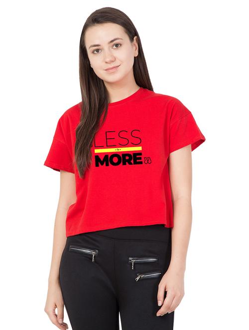 women round neck front print crop top - 19524623 - Very Small Image - 1