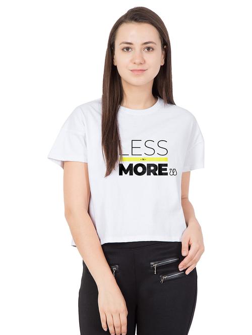 women round neck chest print crop top - 19524685 - Very Small Image - 1