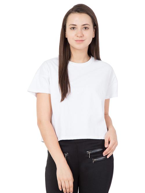 women round neck solid crop top - 19524723 - Very Small Image - 1