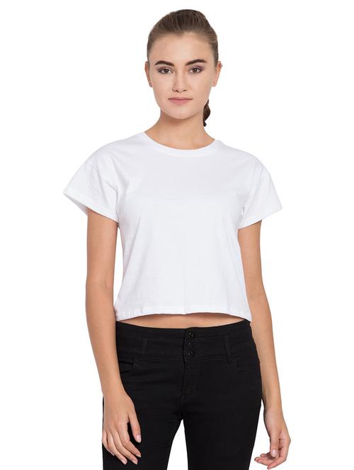 women round neck solid crop top - 19524739 - Very Small Image - 1