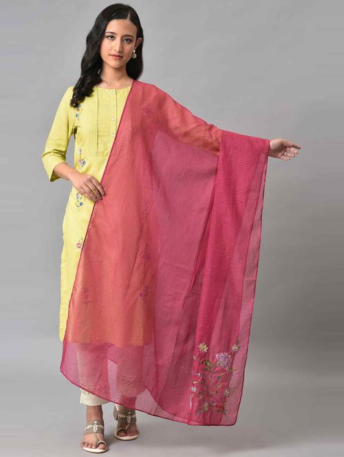 pink floral embroidered dupatta - 19525586 - Very Small Image - 1