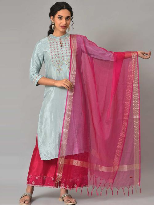 pink nylon dupatta - 19525590 - Very Small Image - 1