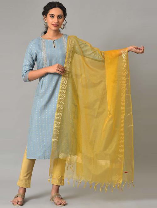 yellow nylon dupatta - 19525592 - Very Small Image - 1