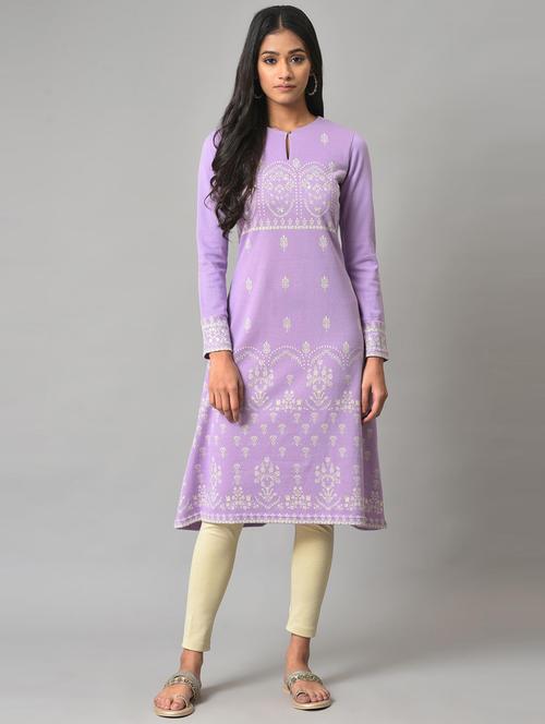 key hole neck printed a-line kurta - 19528231 - Very Small Image - 1