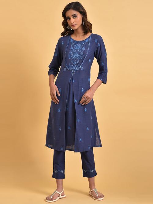 round neck straight kurta - 19528352 - Very Small Image - 1
