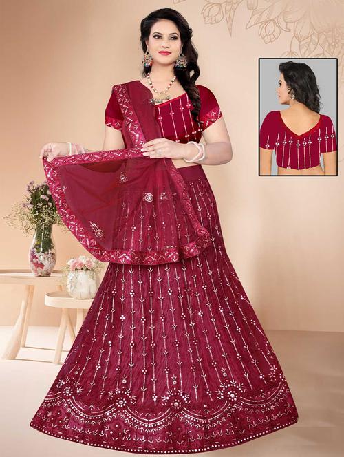embroidered lehenga choli with dupatta set - 19528564 - Very Small Image - 1