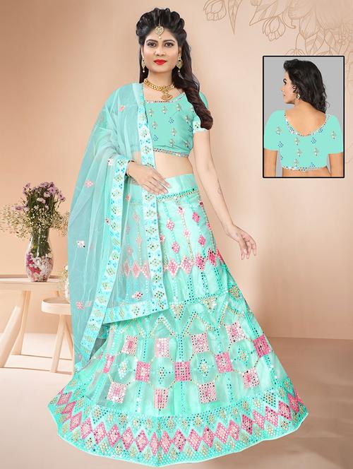 embroidered lehenga choli with dupatta set - 19528577 - Very Small Image - 1
