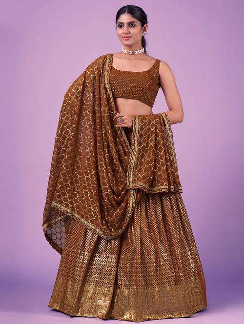 embroidered lehenga choli with dupatta set - 19528591 - Very Small Image - 1