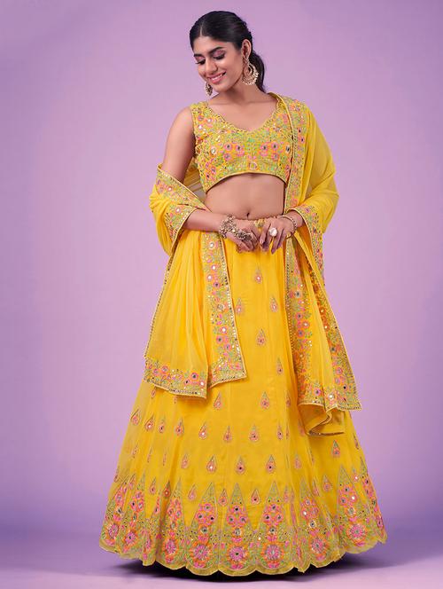 embroidered lehenga choli with dupatta set - 19528593 - Very Small Image - 1