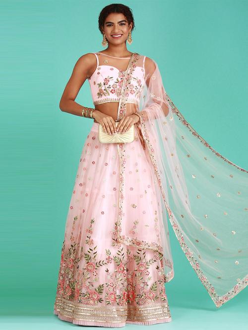 embroidered lehenga choli with dupatta set - 19528620 - Very Small Image - 1