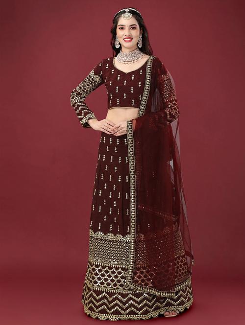 embroidered lehenga choli with dupatta set - 19528621 - Very Small Image - 1