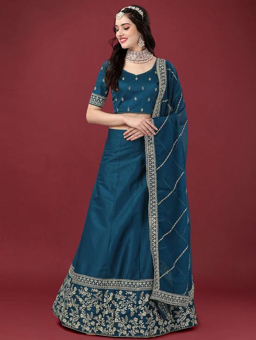 embroidered lehenga choli with dupatta set - 19528623 - Very Small Image - 1