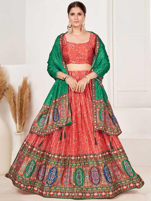 printed lehenga choli with dupatta set - 19528630 - Very Small Image - 1