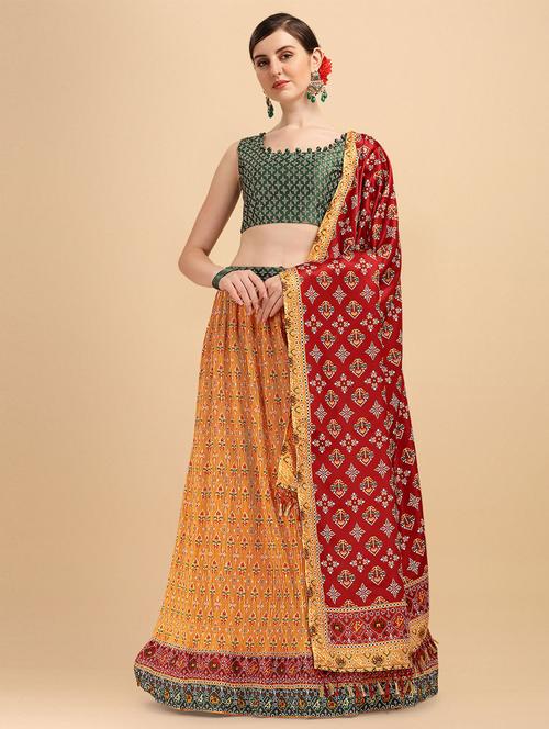 flared lehenga choli with dupatta set - 19528661 - Very Small Image - 1