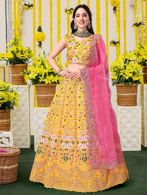 embroidered lehenga choli with dupatta set - 19528674 - Very Small Image - 1