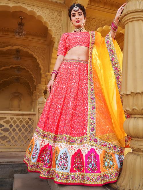 embroidered lehenga choli with dupatta set - 19528698 - Very Small Image - 1
