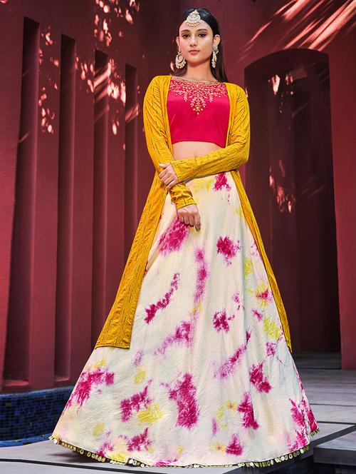 pink self designed unstitched lehenga jacket - 19528820 - Very Small Image - 1