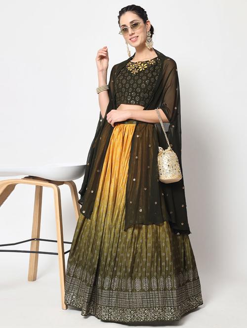 embroidered lehenga choli with dupatta set - 19528837 - Very Small Image - 1