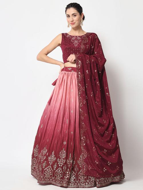 embroidered lehenga choli with dupatta set - 19528845 - Very Small Image - 1