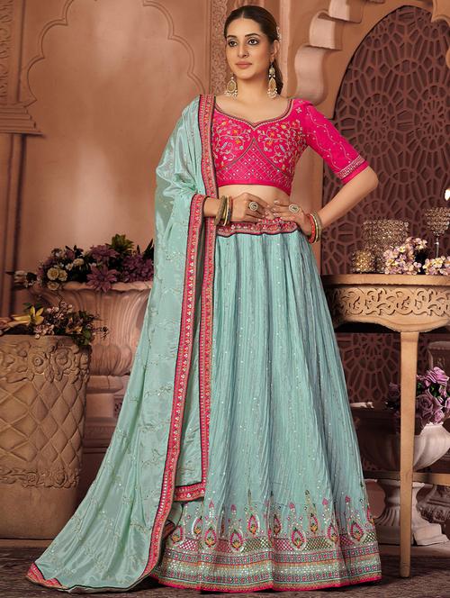 embroidered lehenga choli with dupatta set - 19528878 - Very Small Image - 1
