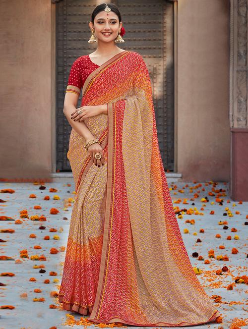 multi colored printed saree with blouse - 19529109 - Very Small Image - 1