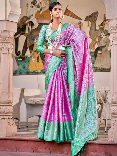 multi colored self design woven saree with blouse - 19529144 - Very Small Image - 1
