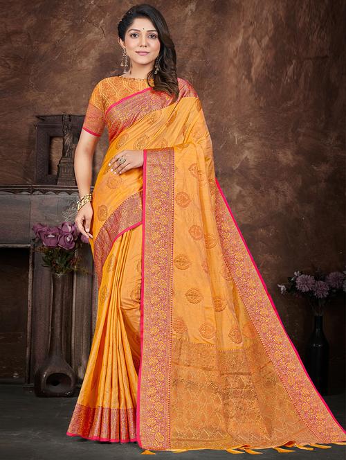 self designed woven saree with blouse - 19529211 - Very Small Image - 1