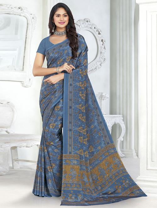 self designed printed saree with blouse - 19529226 - Very Small Image - 1