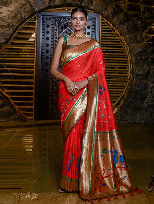 self designed woven saree with blouse - 19529239 - Very Small Image - 1