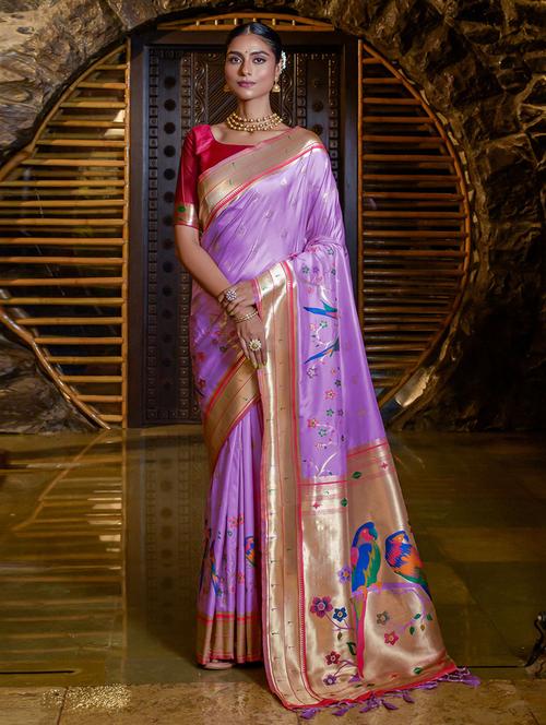 self designed woven saree with blouse - 19529242 - Very Small Image - 1
