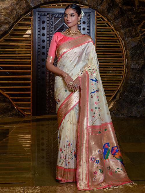 self designed woven saree with blouse - 19529246 - Very Small Image - 1