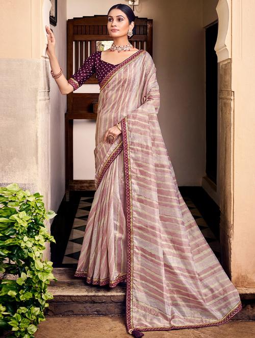 self designed printed saree with blouse - 19529276 - Very Small Image - 1
