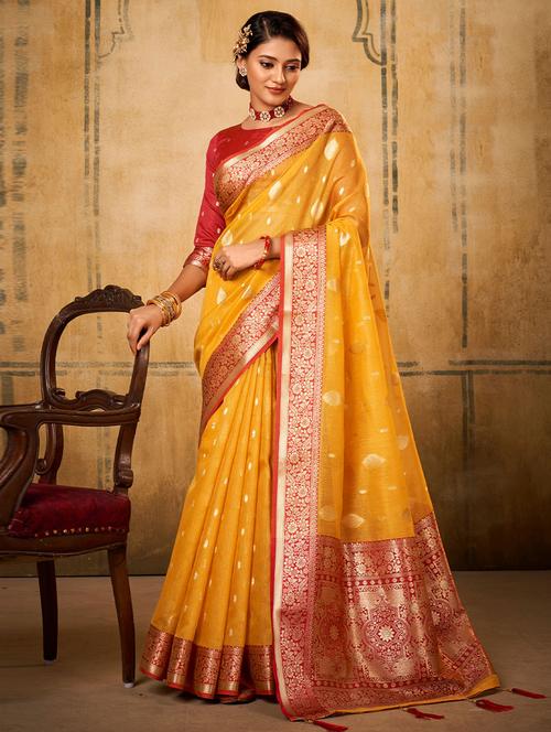 self designed woven saree with blouse - 19529290 - Very Small Image - 1