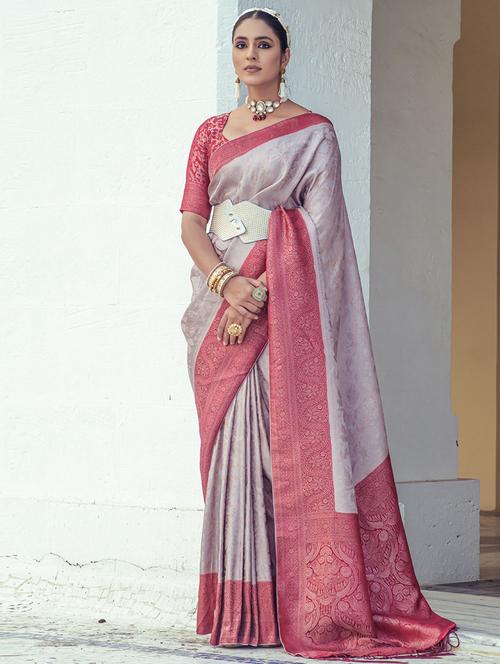 self designed woven saree with blouse - 19529307 - Very Small Image - 1