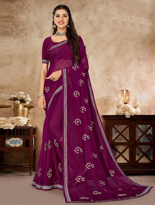 self designed printed saree with blouse - 19529384 - Very Small Image - 1