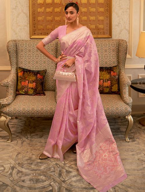 contrast bordered woven saree - 19529420 - Very Small Image - 1