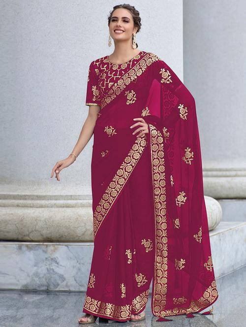 self designed embroidered saree - 19529429 - Very Small Image - 1