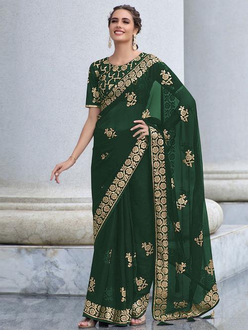 self designed embroidered saree - 19529431 - Very Small Image - 1
